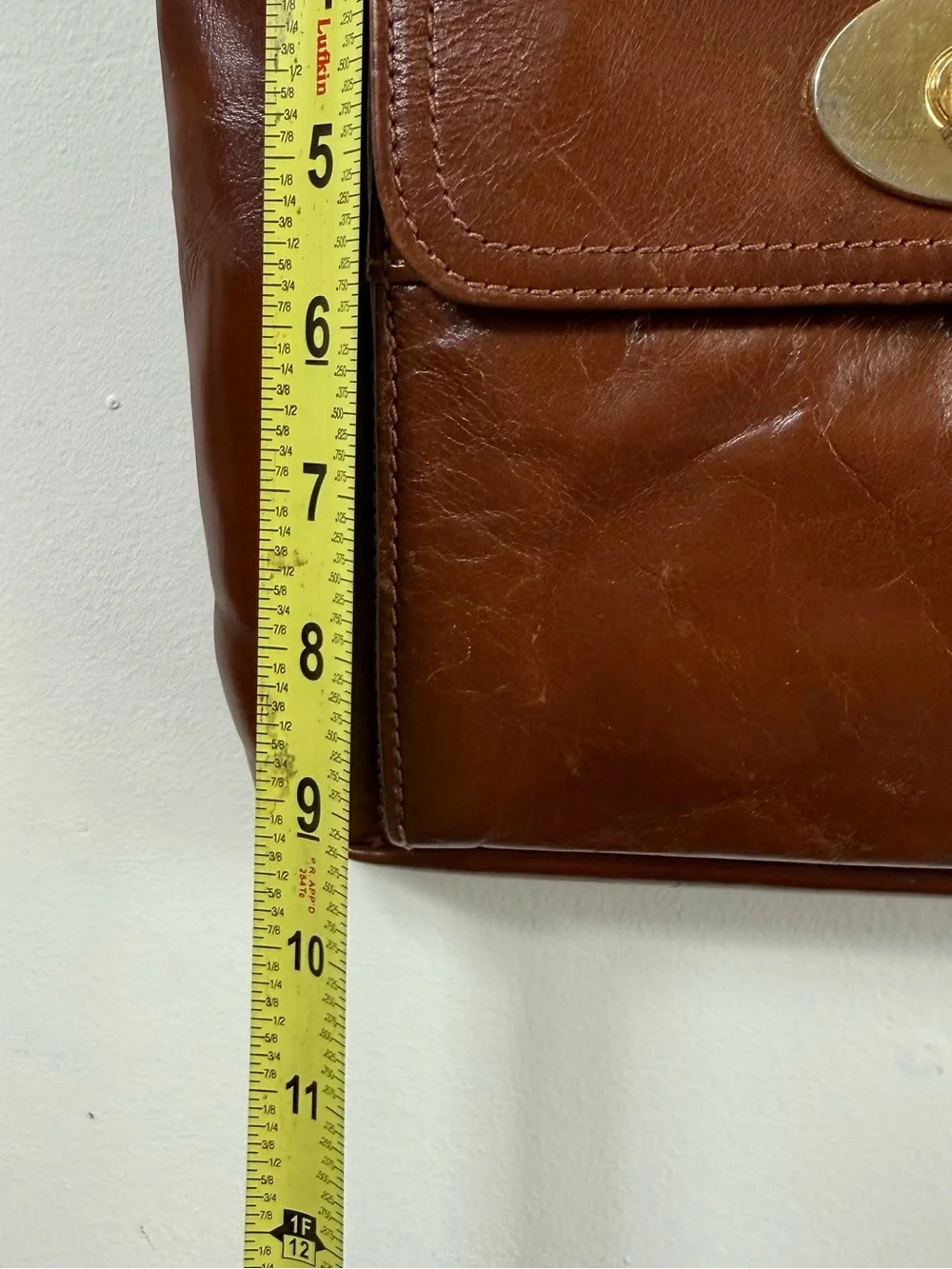 Giani Bernini Cognac Leather Crossbody Bag Turnlock Everyday Minimalist